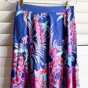 Floral A-Line Midi Skirt – 100% Cotton – Size M